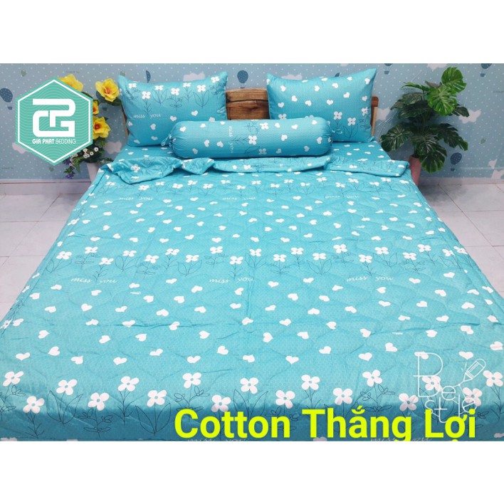 Bộ ga gối Thắng lợi cotton 100% hàng chuẩn có in logo