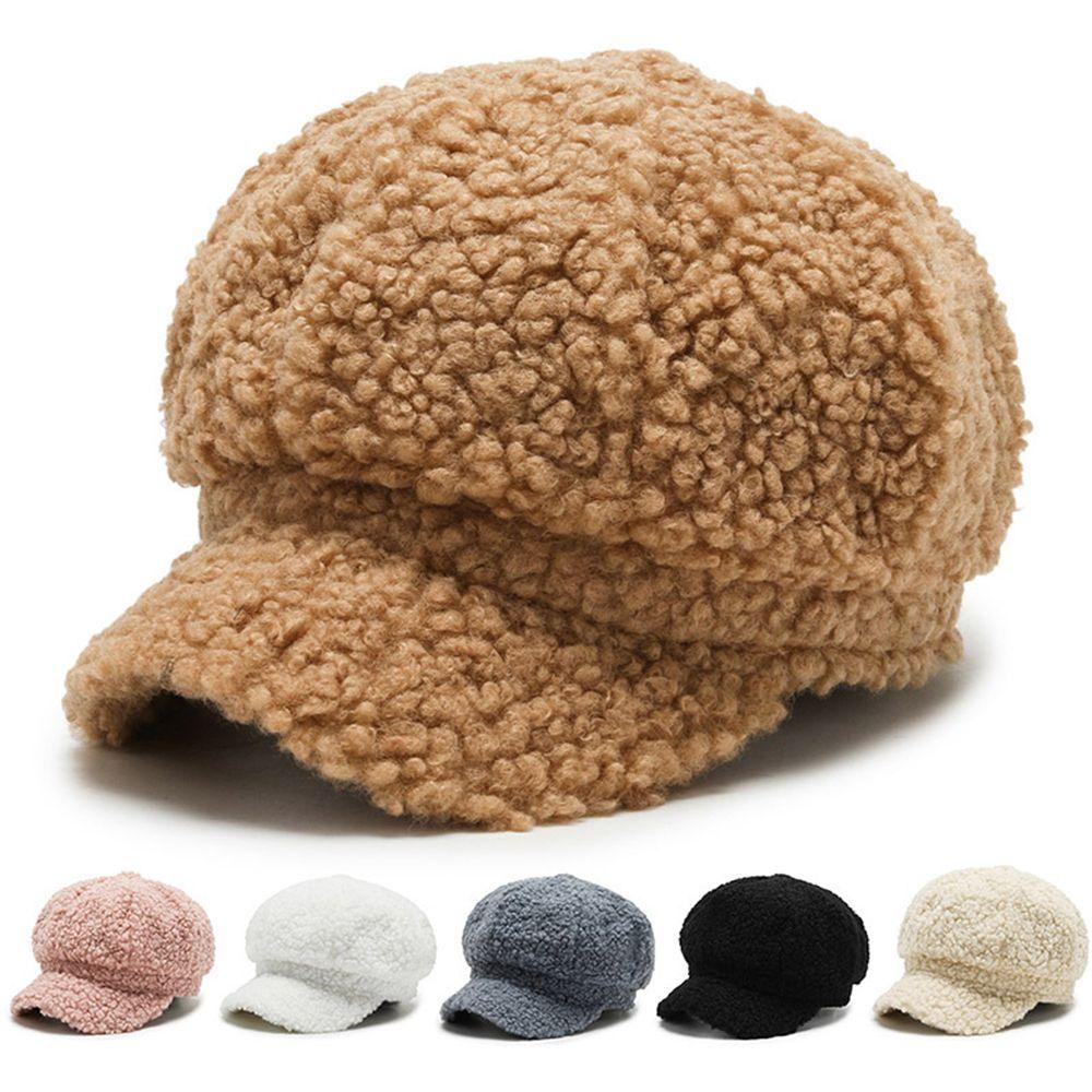 Mũ Beret Lông Cừu Màu Sắc Đơn Giản Cho Nữ