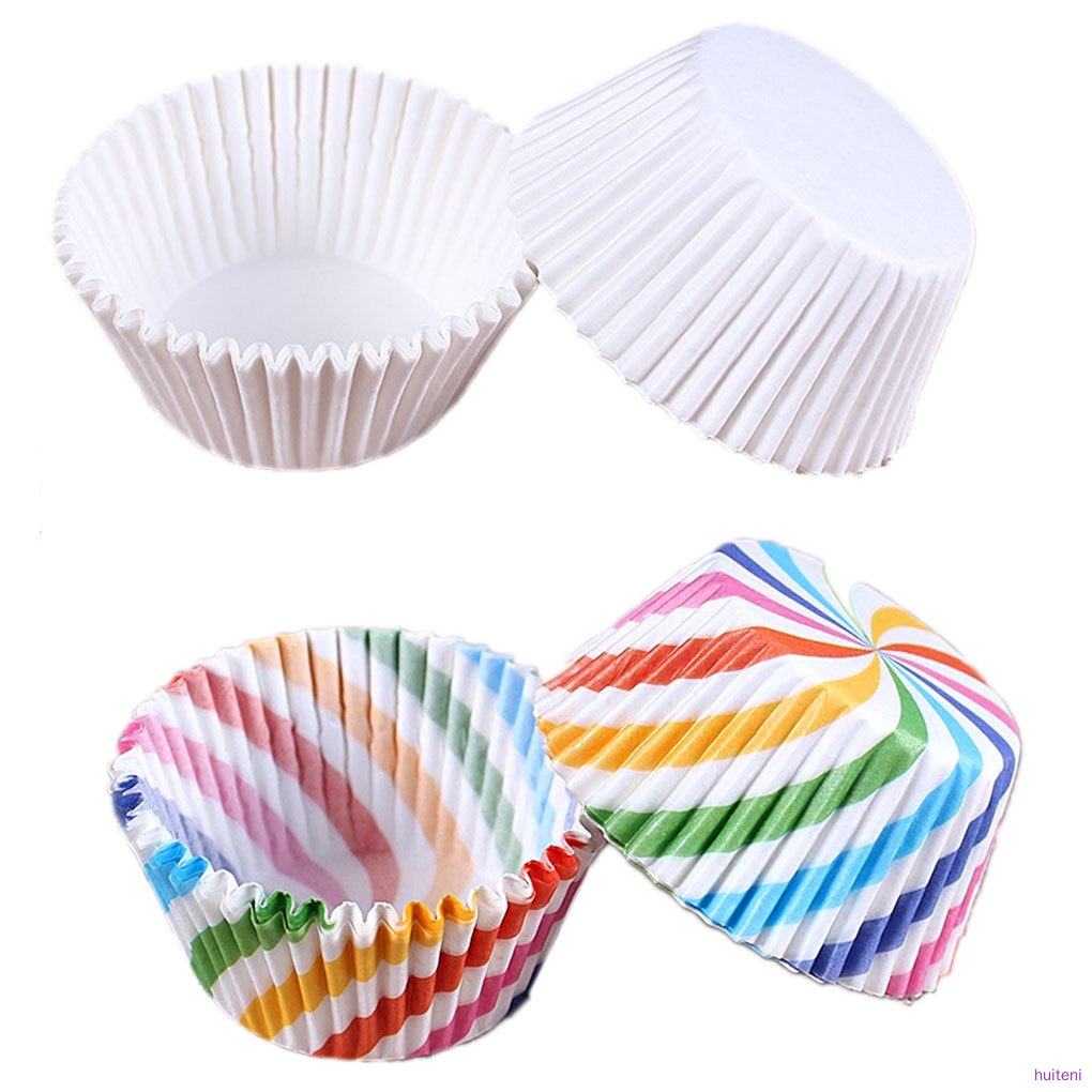 Set 100 Cốc Giấy Đứng Đựng Bánh Nướng Nhiều Màu Chống Dầu