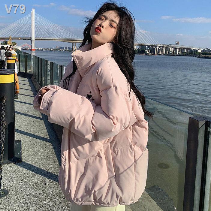 New Love Thêu Phong cách Hàn Quốc Áo khoác cặp đôi ấm áp lỏng lẻo