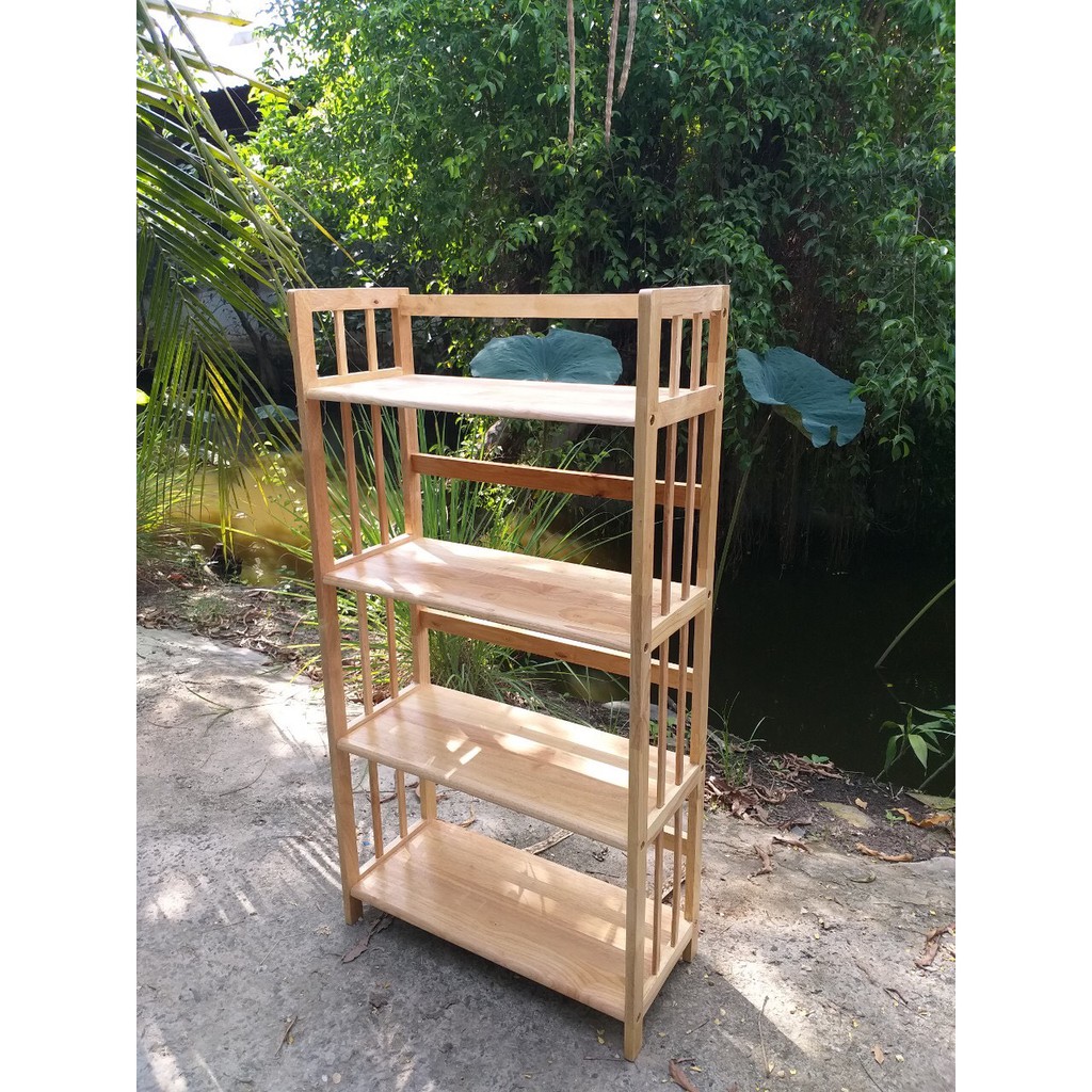 Kệ sách gỗ cao su 4 tầng 64cm