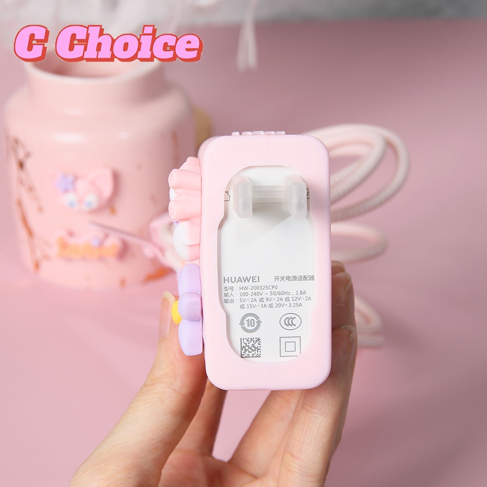 Vỏ Bọc Bảo Vệ Hộp Sạc Tai Nghe Huawei laptop charger 65w Cổng type c Màu Hồng Dễ Thương