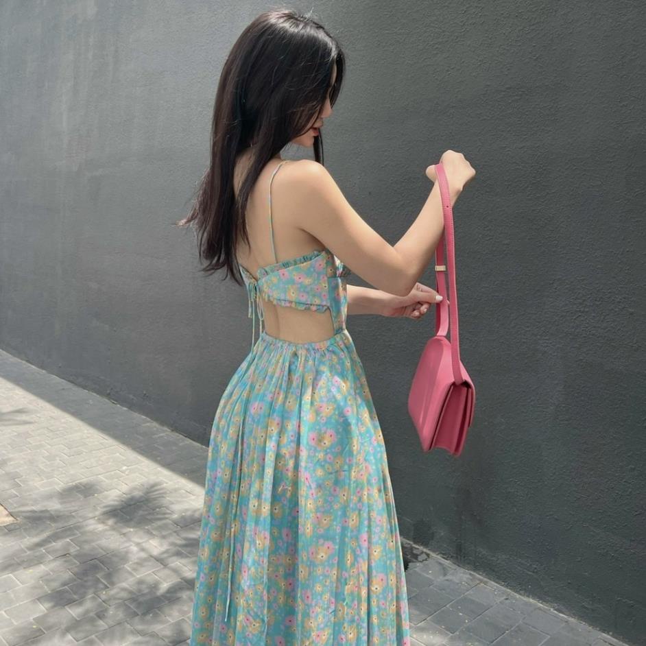 ঔৣ Đầm maxi đi biển 2 dây cut out eo váy suông dài du lịch hẹn hò HATI ঔৣ