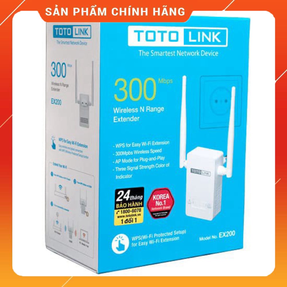 Bộ Kích Sóng Wifi Totolink Chuẩn N 300Mbps EX200 - hàng chính hãng, giá tốt nhất