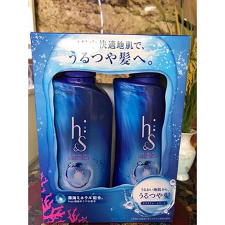 [Bộ 2 chai] Dầu gội dầu xả sạch gàu HS Premium Scalp Care màu xanh đậm 370ml