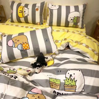 Bộ Chăn Ga Gối Gấu Mini Cotton Poly