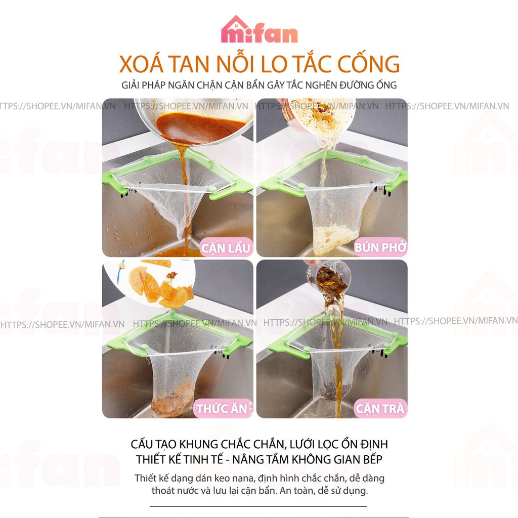 Giá Lưới Lọc Thức Ăn Thừa - Túi Lọc Rác Bồn Rửa Chén Bát - Khung nhựa ABS chất lượng cao.abin