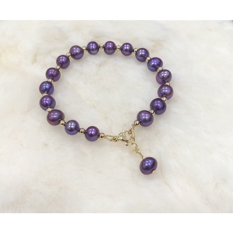 Vòng tay mix bi titan hạt ngọc trai nhân tạo 7ly