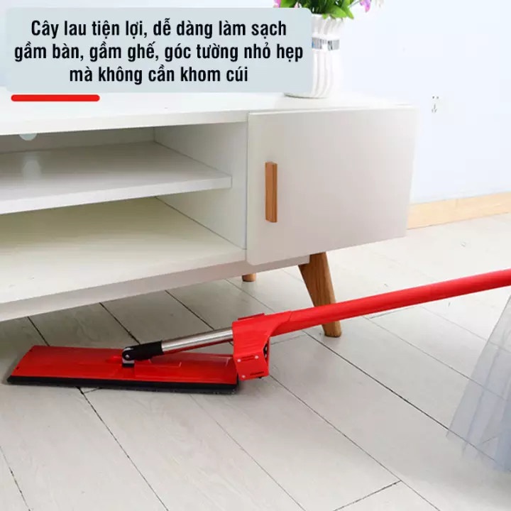 Chổi Lau Nhà Tự Vắt Màu Đỏ, Có Con Lăn Trợ Lực Vắt Nước Nhẹ Nhàng, Chổi Lau Nhà Xoay 360 Độ Lau Sạch Khô Siêu Nhanh