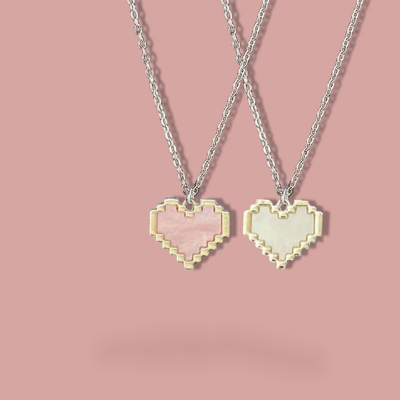 Dây Chuyền Mặt Trái Tim Màu Hồng Dễ Thương Cho Nữ