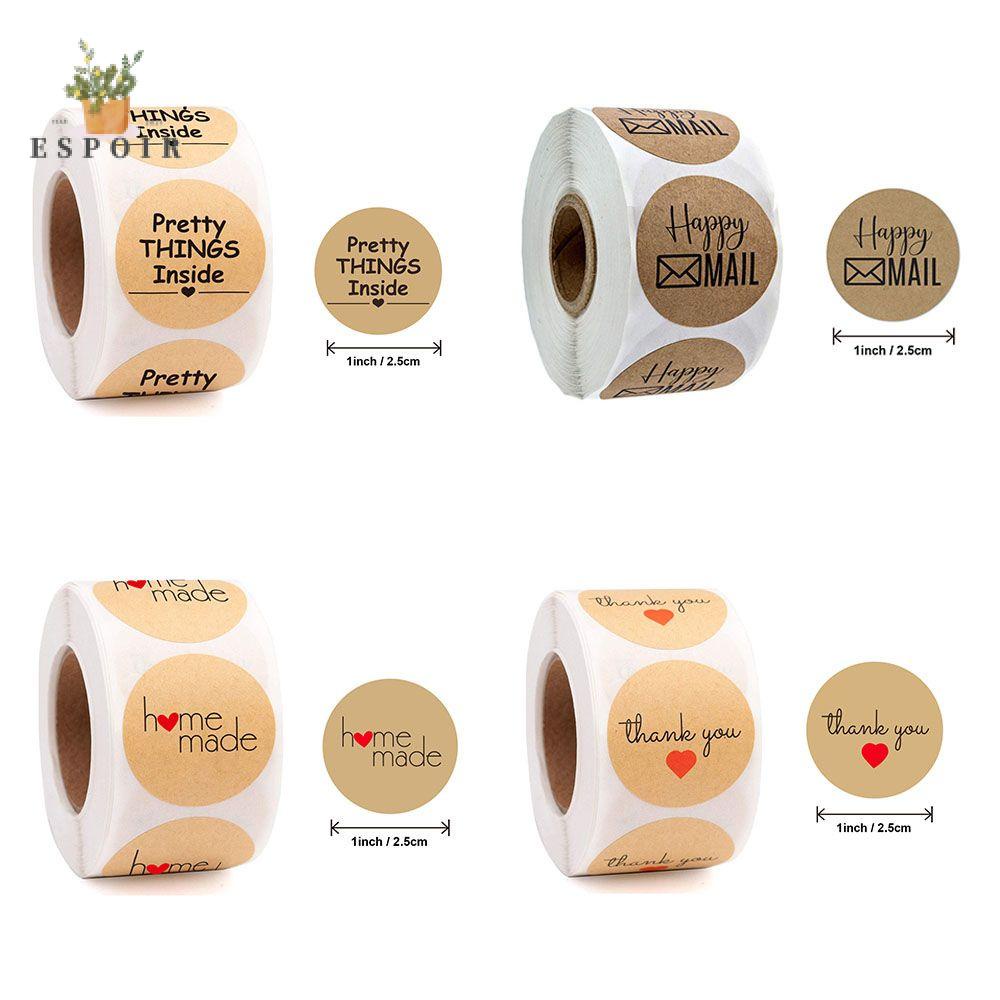 Set 500 miếng dán hình tròn 2.5cm họa tiết chữ Thank You phong cách cổ điển dùng trang trí đồ thủ công