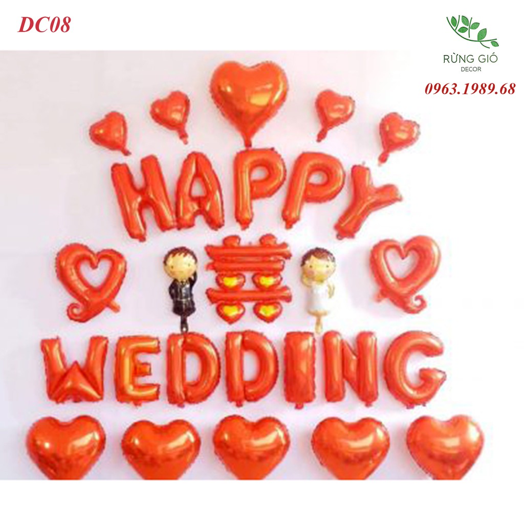 Set Bóng Trang Trí Phòng Cưới ,Set Bóng Happy Wedding Trang Trí Phòng Tân Hôn