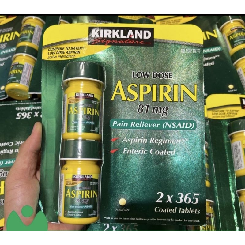 date 1.2024) Aspirin 81mg Kirkland Signature lọ 365 Viên của Mỹ