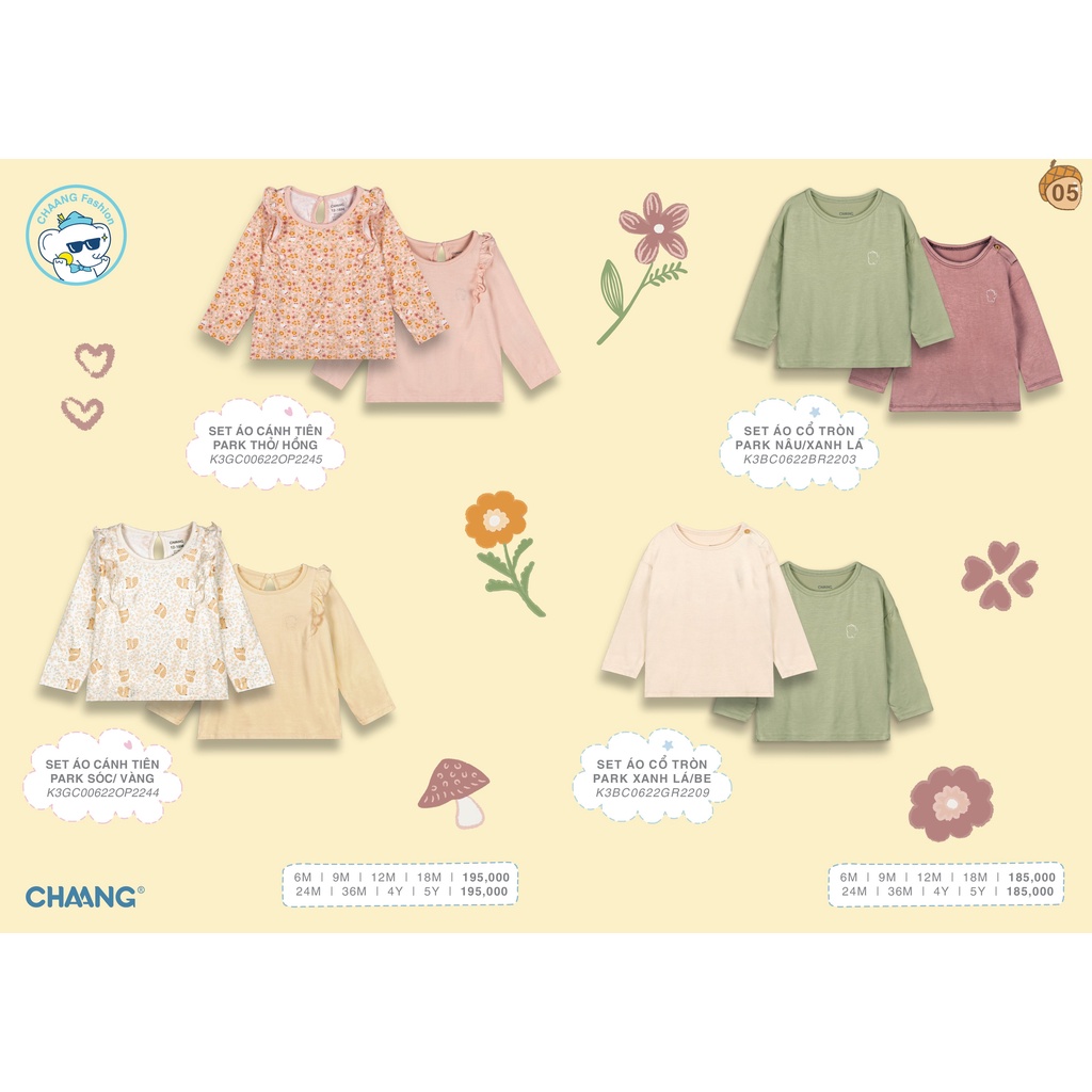 Chaang set 2 áo dài tay cho bé trai, bé gái chất cotton dành cho bé từ 3 tháng đến 5 tuổi SS2022D10