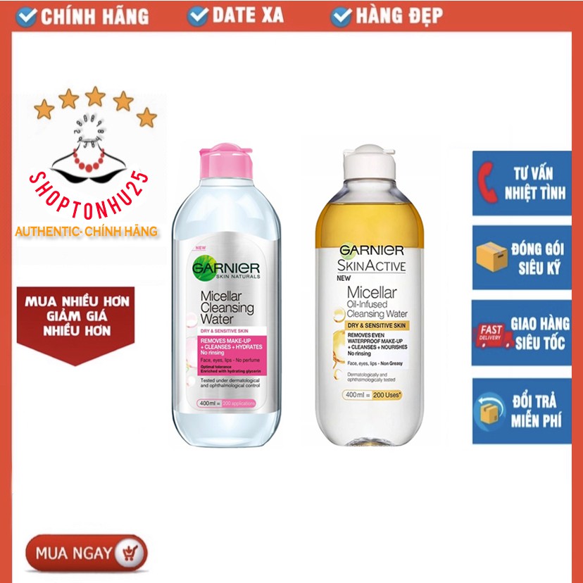 Nước tẩy trang Garnier Skin Active 400ml bản Pháp