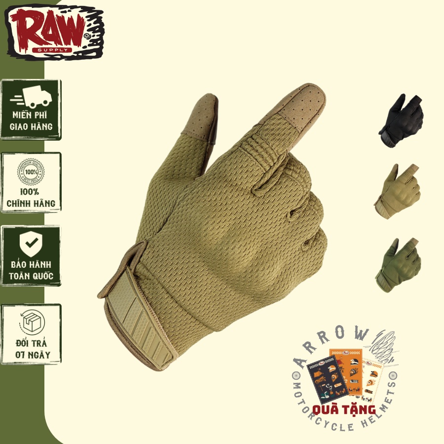 Găng tay dài ngón Raw Mpact lỗ chống thấm bảo hộ dành cho người đi xe máy Arrow