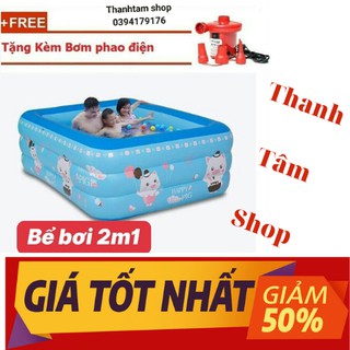 [TRỢ GIÁ] Bể bơi phao loại dày 210*145*65 tặng bơm điện 2 chiều -bóng-phao