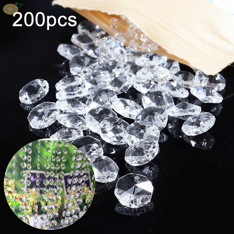 200 Hạt pha lê trong suốt 14mm trang trí nhà cửa