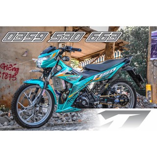 Tem rời Raider 150 xe xanh ngọc - chỉ cam đen
