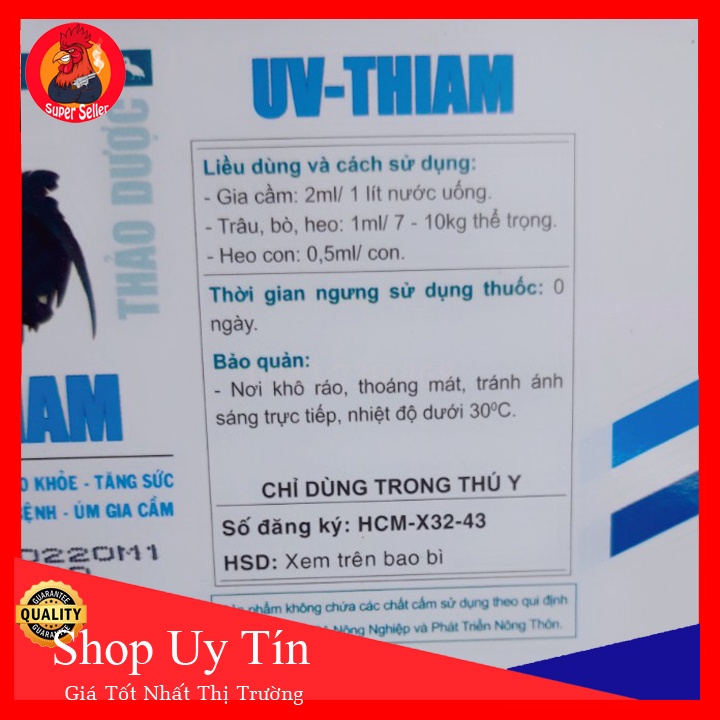 UV Thiam Tăng Lực-Tăng Bo Cho Gà Đá Hộp 1 Chai