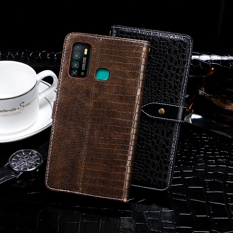 Infinix Note 7 Lite Luxury Crocodile Texture PU Leather Case Magnetic Flip Stand Card Holder Cover