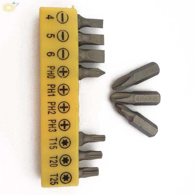 Bộ cờ lê 2 đầu hình chữ L kích thước 11x4x1cm kèm 10 mũi tua vít đa năng chuyên dụng