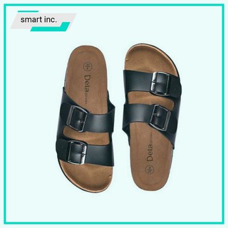 Dép Đế Trấu 2 Quai Khoá Ngang Nam Nữ Unisex Dép Da PU Đế Bần Cao Su Bền Đẹp Đi Mưa Đi Chơi Không Hôi Size Lớn 21D