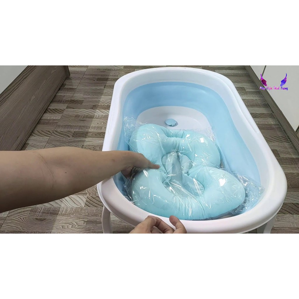 Chậu Tắm Gấp Gọn Cho Bé Cao Cấp Chính Hãng , Size To, Có Nhiệt Kế, Kèm Phao