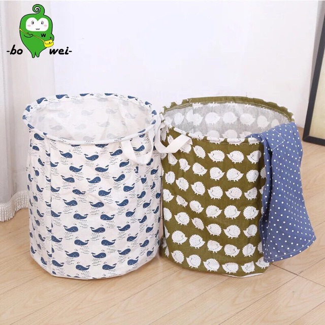 [Giảm Giá] Giỏ Đựng Đồ Sọt Vải Đựng Quần Áo Da Năng Phong Cách Nhật Bản 30*45cm
