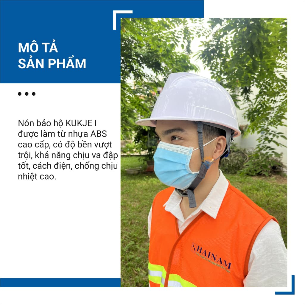 Nón bảo hộ Kukje I Hàn Quốc - Có 2 màu trắng và vàng, bảo vệ an toàn, chất lượng cao, an tâm sử dụng - THINKSAFE