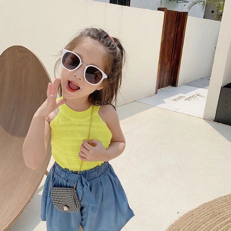 Children's T shirt baby clothing in the new summer of 2021 girl baby dress children's top summer thin breathable comfortable soft knit sleeveless tank top