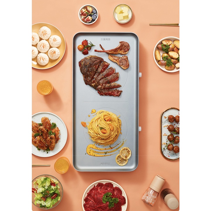 Bếp Từ Đôi Xiaomi Mijia MDCLD01ACM Kèm Chảo Nướng Tiện Lợi Kết Nối APP Thông Minh Hàng Chính Hãng