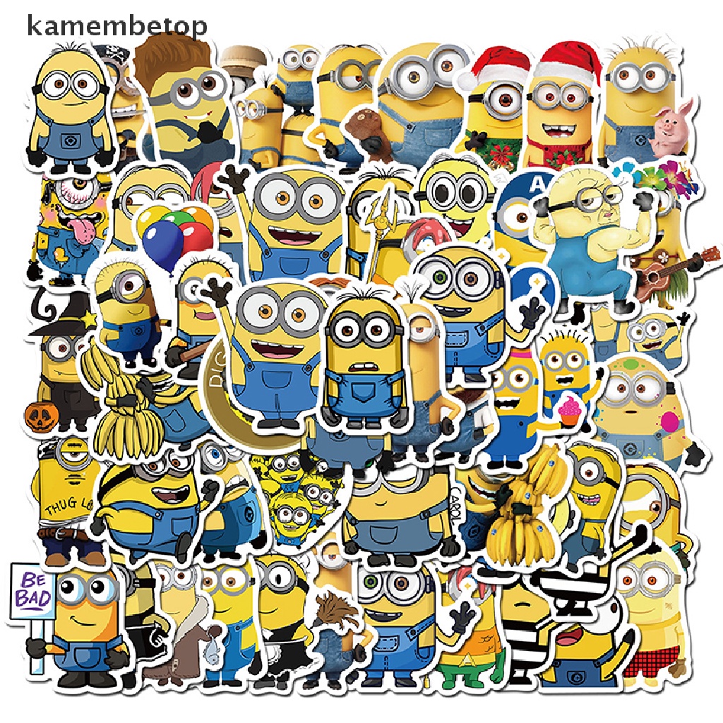Bộ 50 Miếng Dán Hình Minions Vui Nhộn Bằng PVC Trang Trí Điện Thoại / Guitar