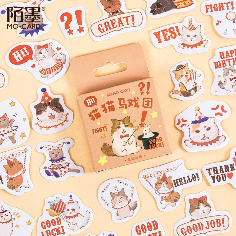 Bộ 45 Miếng Dán Trang Trí Sổ Lưu Niệm Hình Ảnh Chú Mèo Dễ Thương