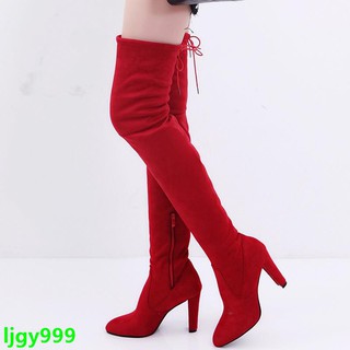 Giày boot cao gót 8cm cao qua gối thời trang mùa đông cho nữ