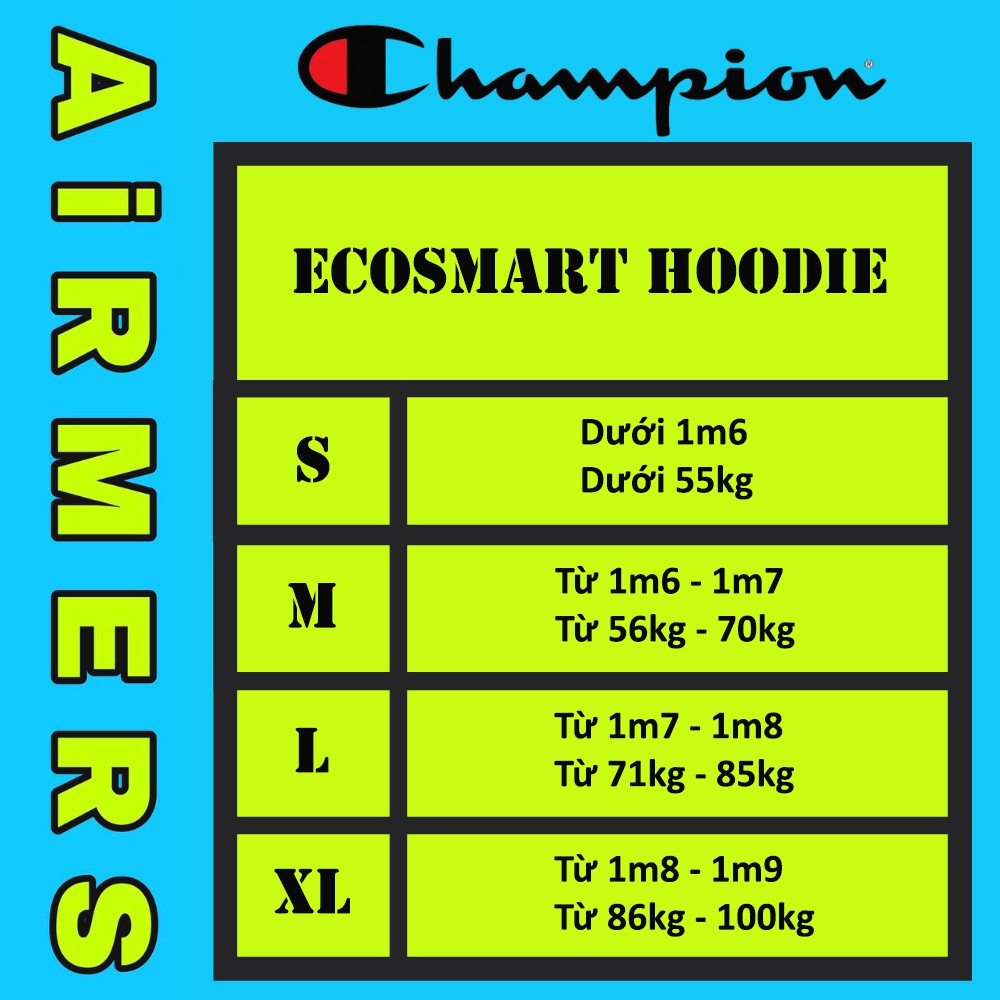 [Authentic] Hoodie | Áo Nỉ Có Mũ Trùm Đầu Champion Ecosmart Hoodie - Unisex Nam/Nữ