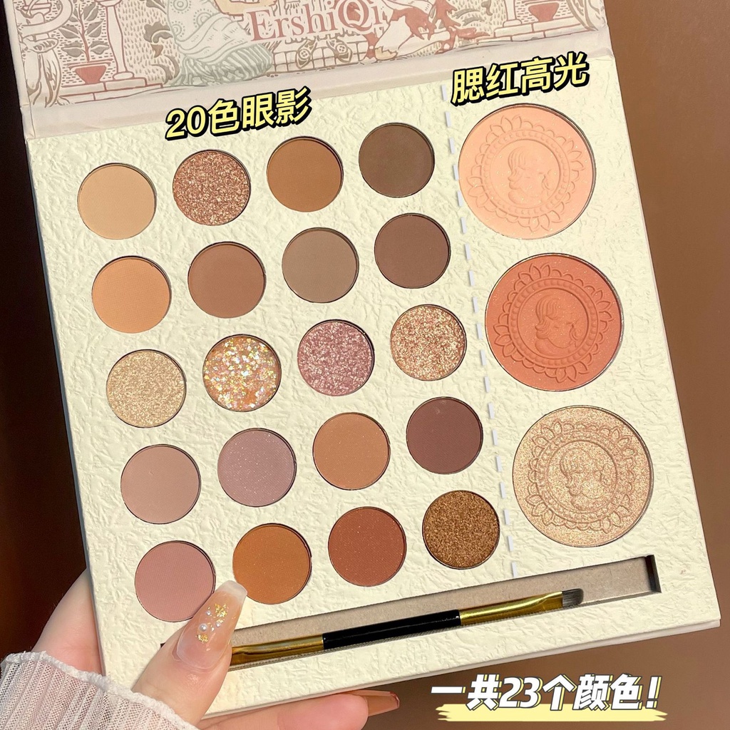 Bảng phấn mắt Ershiqi 23 màu sắc hiệu ứng lì Cao Cấp Chính Hãng