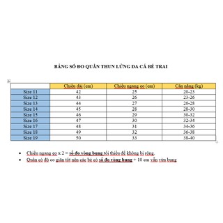 Quần lửng da cá size đại cho bé trai 20-40 kg.