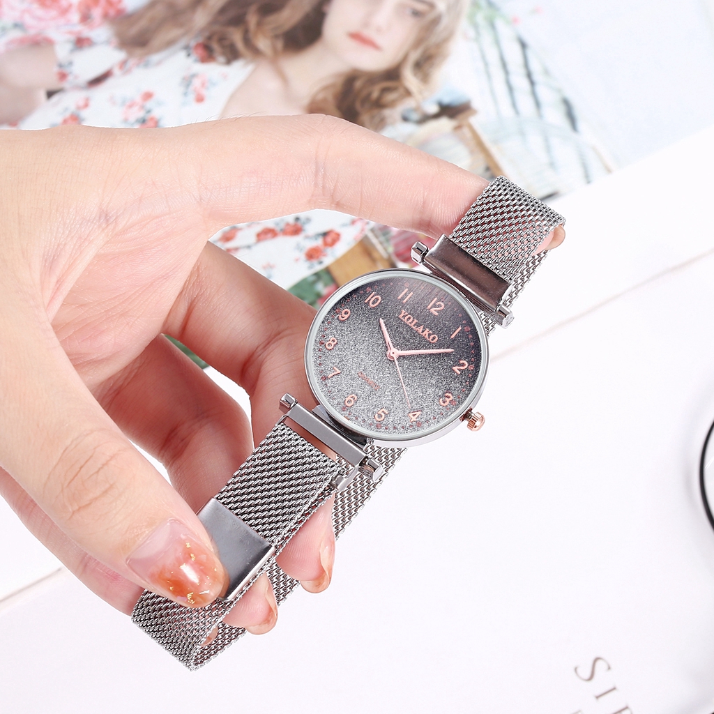 Đồng hồ nữ dây thép không gỉ viền màu gradient | BigBuy360 - bigbuy360.vn