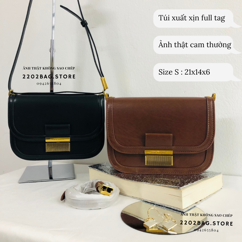 Túi xuất xịn CnK mẫu kinh điển 2 ngăn đơn giản cho nữ đeo chéo da PU trơn cao cấp charles ảnh video tự quay