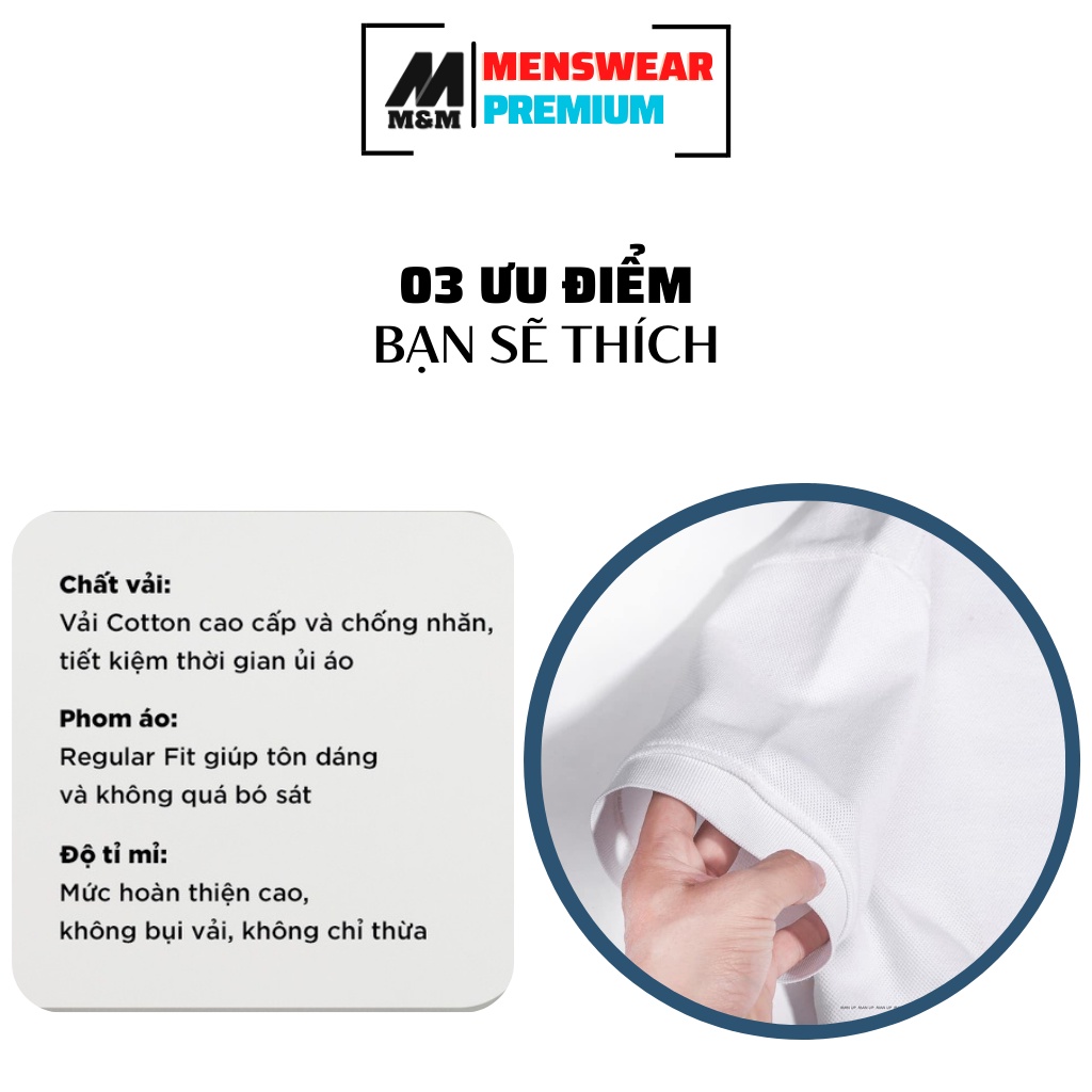 Áo Phông Hàng Hiệu M&amp;M MamModel Áo Thun Nam Cao Cấp Cổ Bẻ, Tay Ngắn, In Họa Tiết, Vải Cotton Xuất Xịn HC60