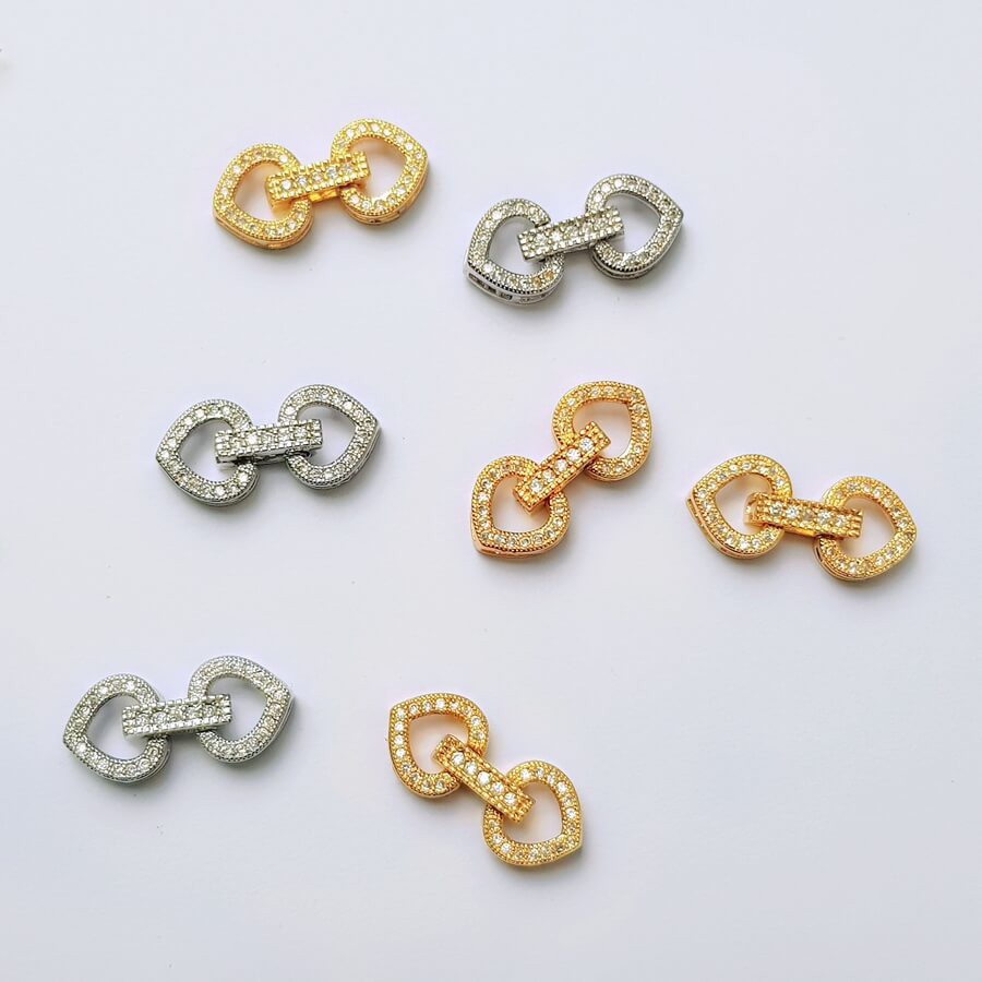 [CTJ013] Phụ kiện trang sức (DIY) - Chốt khóa Trái tim đôi làm vòng cổ vòng tay