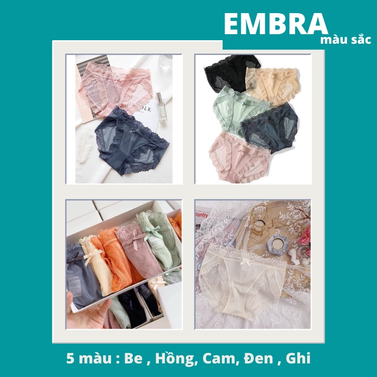 Quần lót nữ EMBRA sexy vải ren tàng hình cao cấp  EBQL16