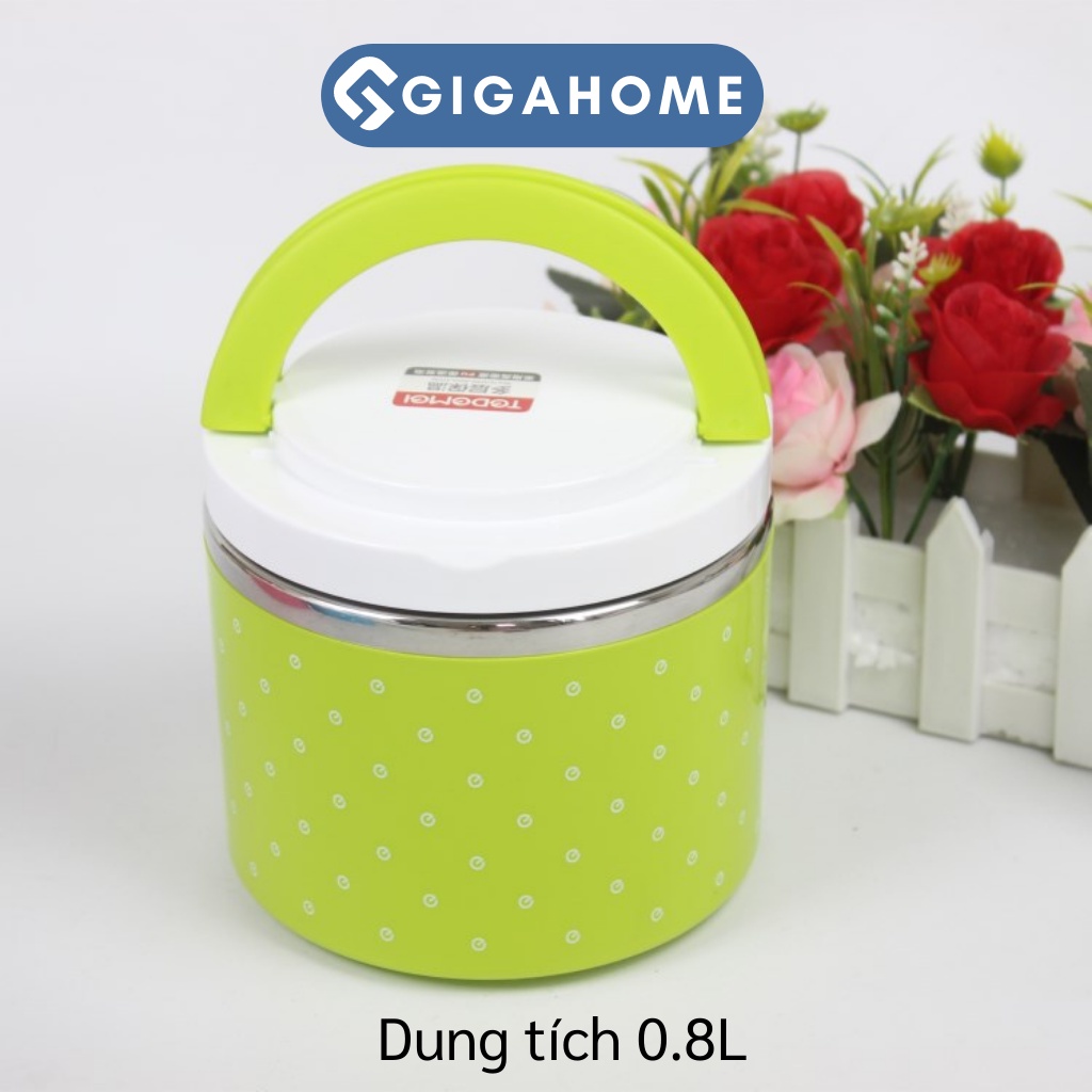Hộp Đựng Cơm 1 Tầng Lõi Inox Giữ Nhiệt GIGAHOME Cặp Lồng Chấm Bi Đựng Thực Phẩm 7127