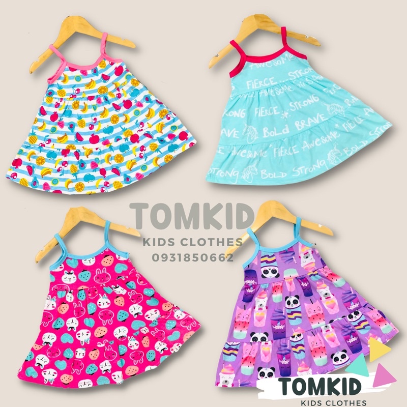 Đầm cho bé gái, set bé gái đầm BabyDoll chất cotton chính phẩm dày dặn co giãn thoáng mát 8-26kg Tomkids