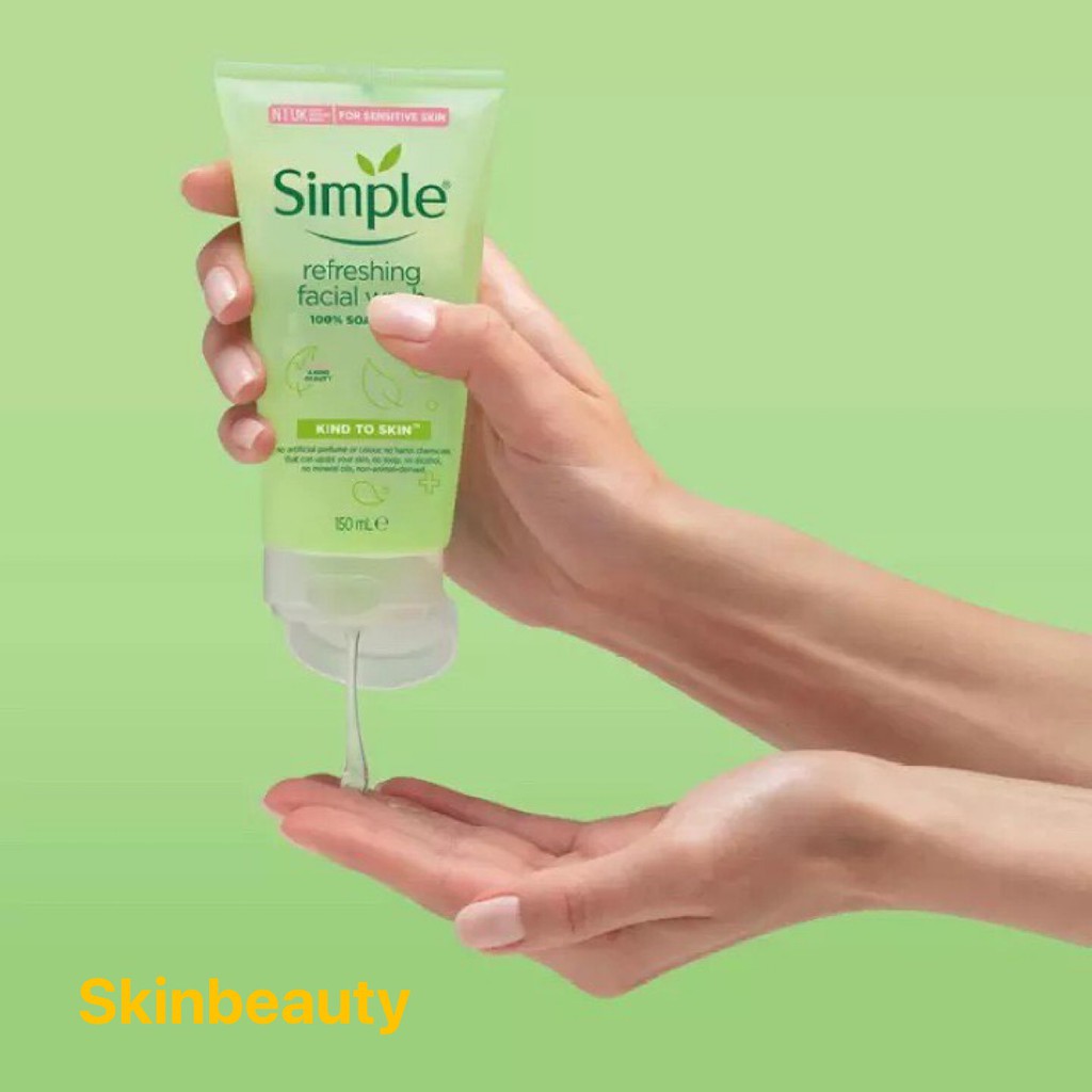 Sữa Rửa Mặt Simple Gel Kind To Skin Refreshing Facial Wash Gel 150ml -HÀNG CHÍNH HÃNG | BigBuy360 - bigbuy360.vn