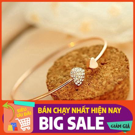 Lắc tay vòng hở họa tiết trái tim đính đá xinh xắn cho nữ | BigBuy360 - bigbuy360.vn