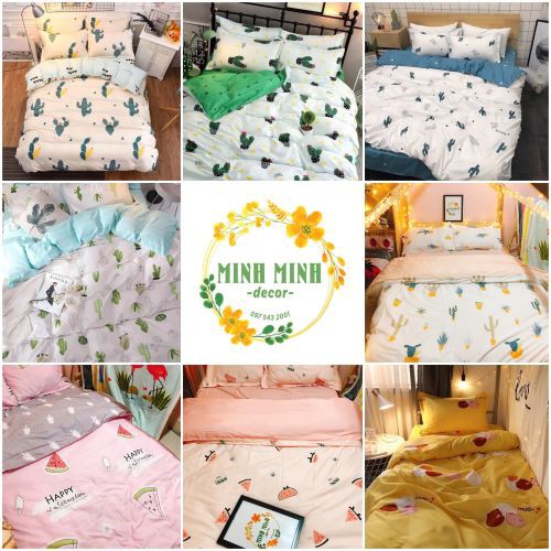 set chăn ga gối xương rồng (ảnh thật, chọn mẫu)