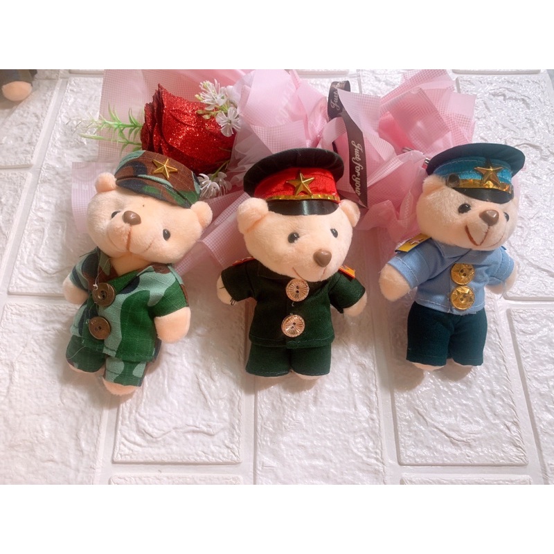 Móc khoá gấu bộ đội theo quân binh chủng