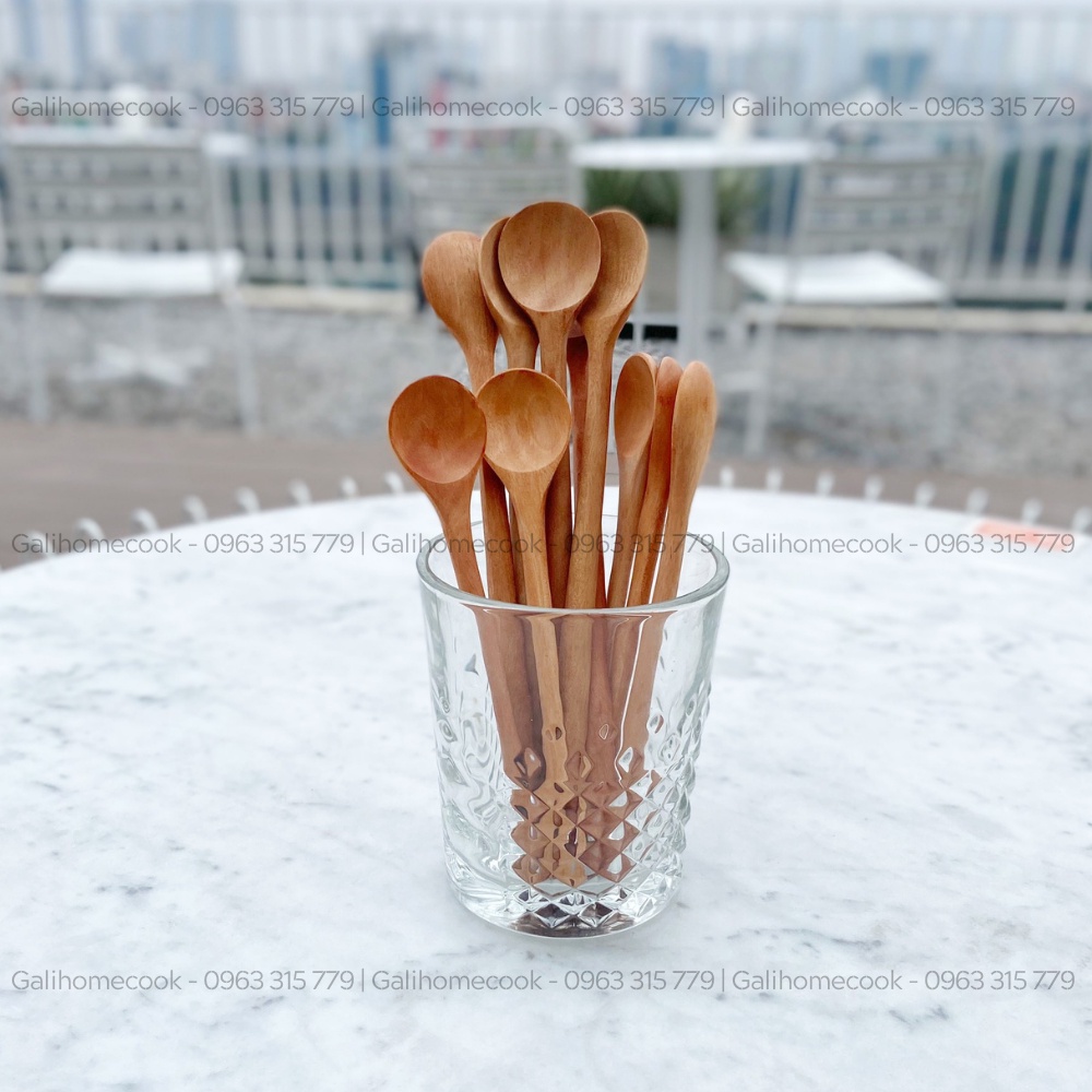 Thìa cà phê (cafe), lấy mật ong bằng gỗ nhãn xuất khẩu | Longan wood Spoon Galihomecook TGN-1